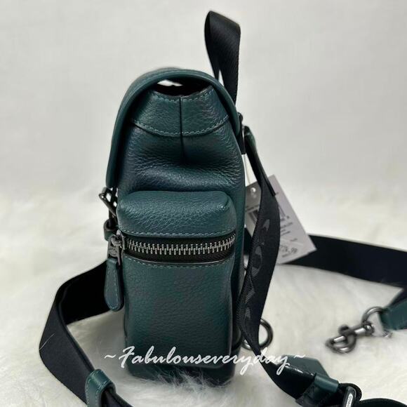 Coach Men's Sprint Sling Pack In Leather/Gunmetal/Dark Teal CBF63 NWT - Picture 2 of 9